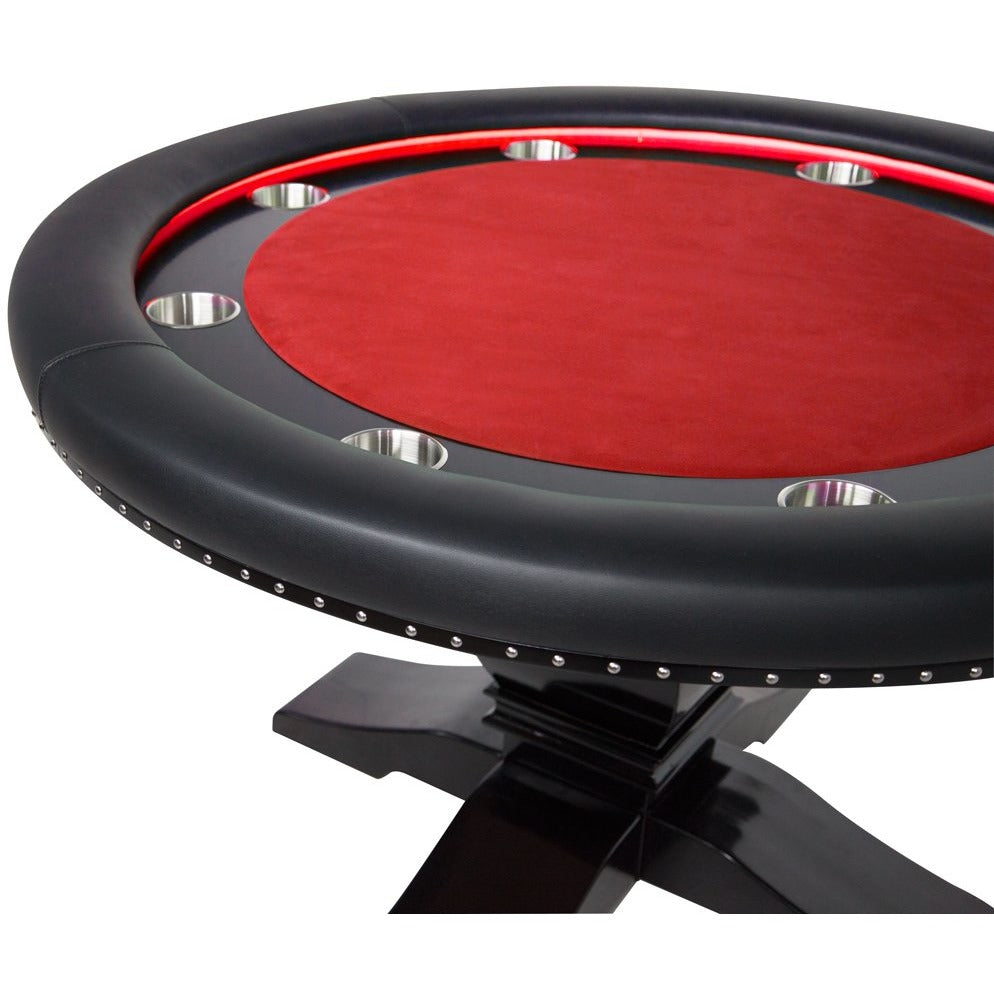 BBO Poker Tables Ginza LED Black Round Poker Table 8 Person - Gaming Blaze