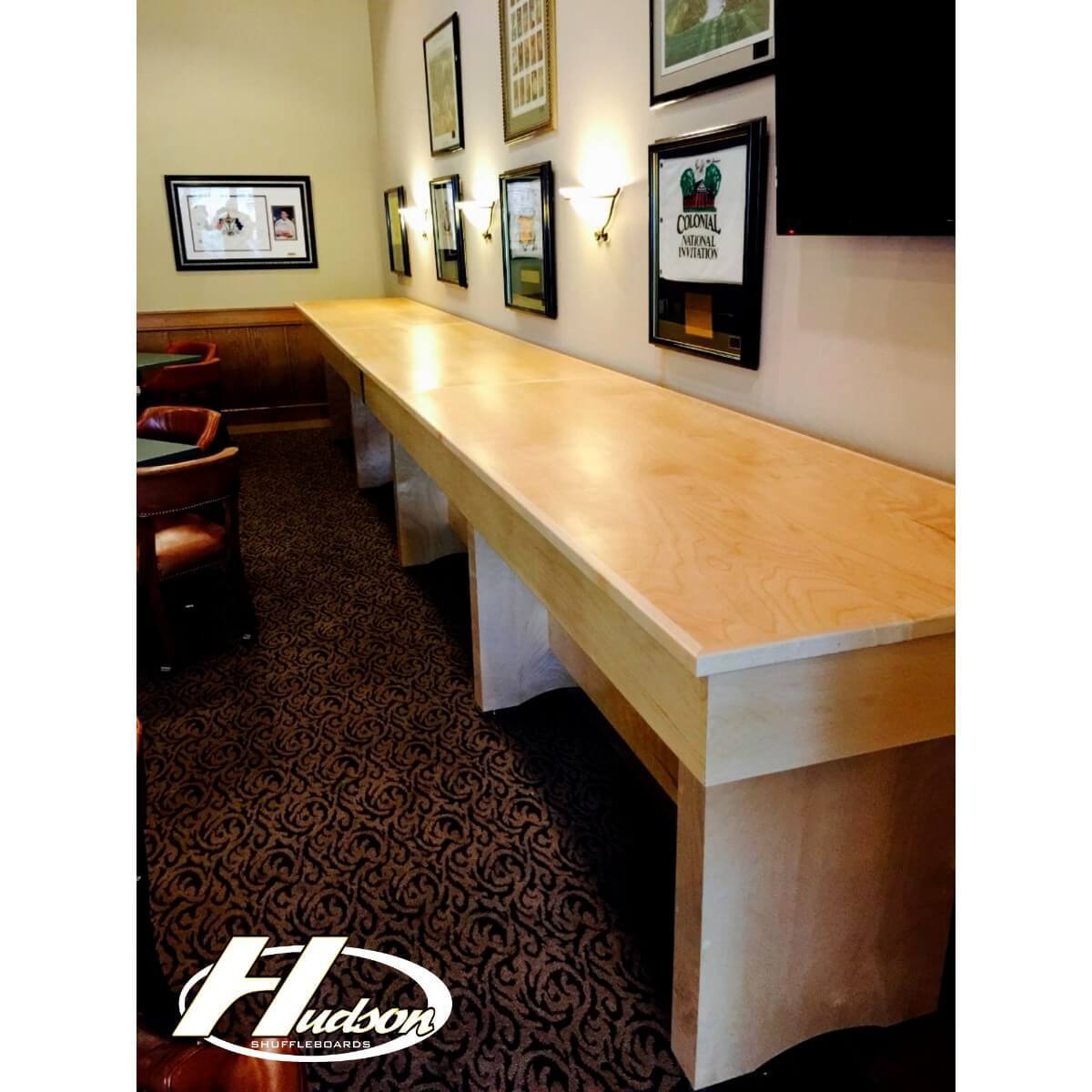 Hudson Tavern Shuffleboard Table 9'-22' Removable Hard Top and Custom Stain Options - Gaming Blaze