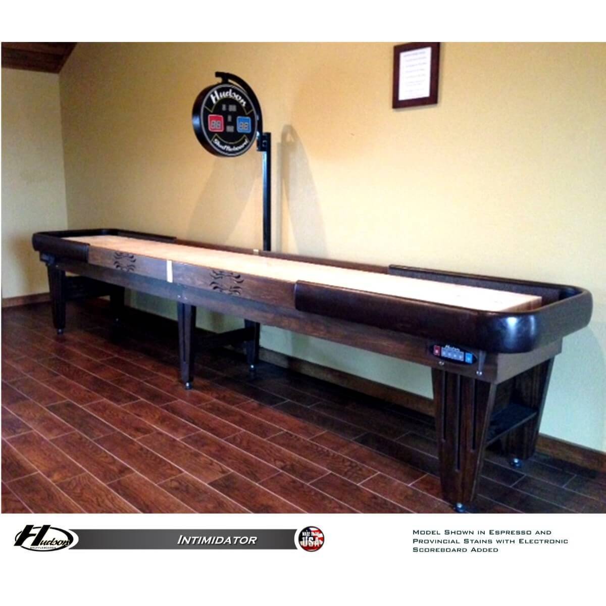 Hudson Intimidator Shuffleboard Table 9'-22' with Custom Stain Options - Gaming Blaze