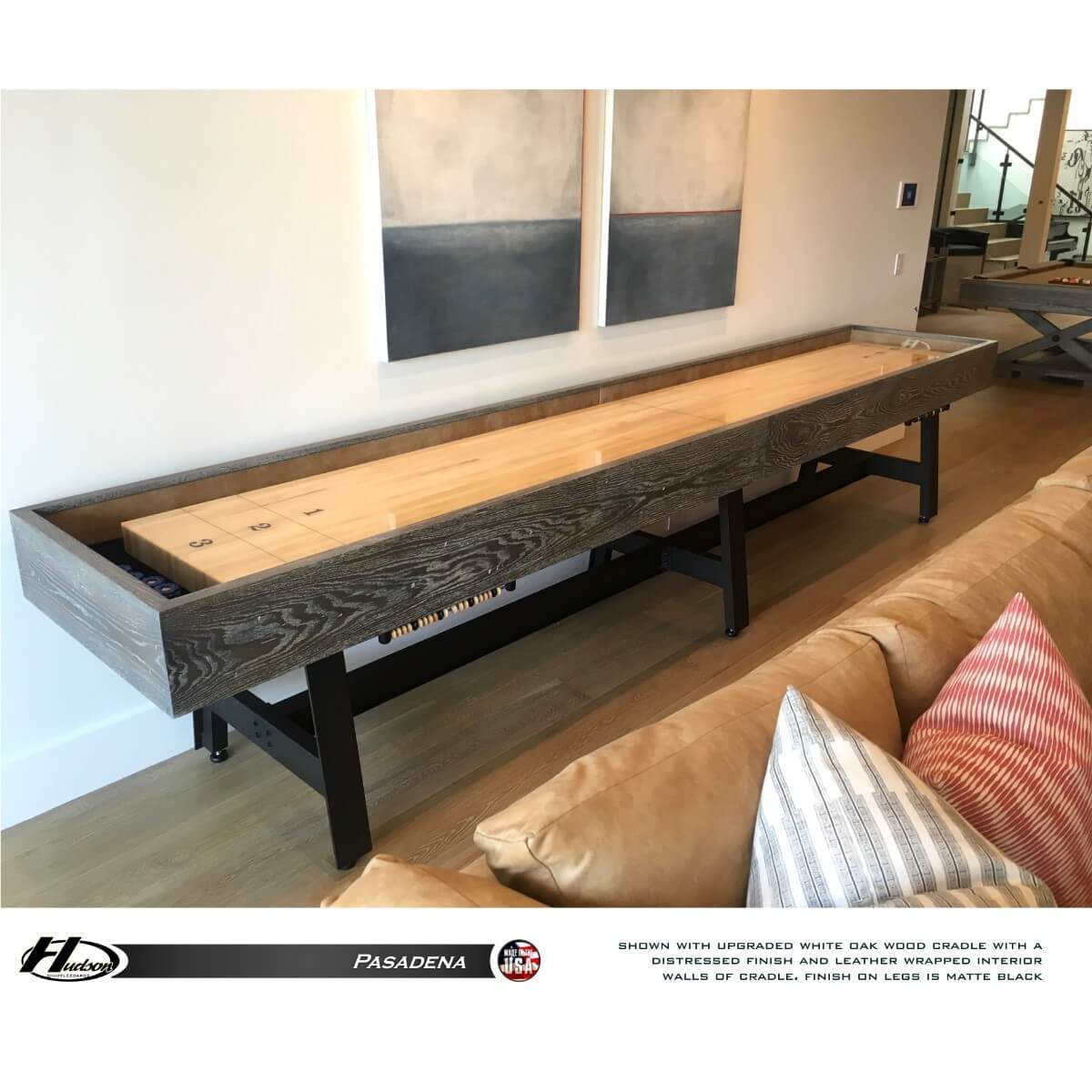 Hudson Pasadena Shuffleboard Table 9'-22' with Custom Finish Options - Gaming Blaze