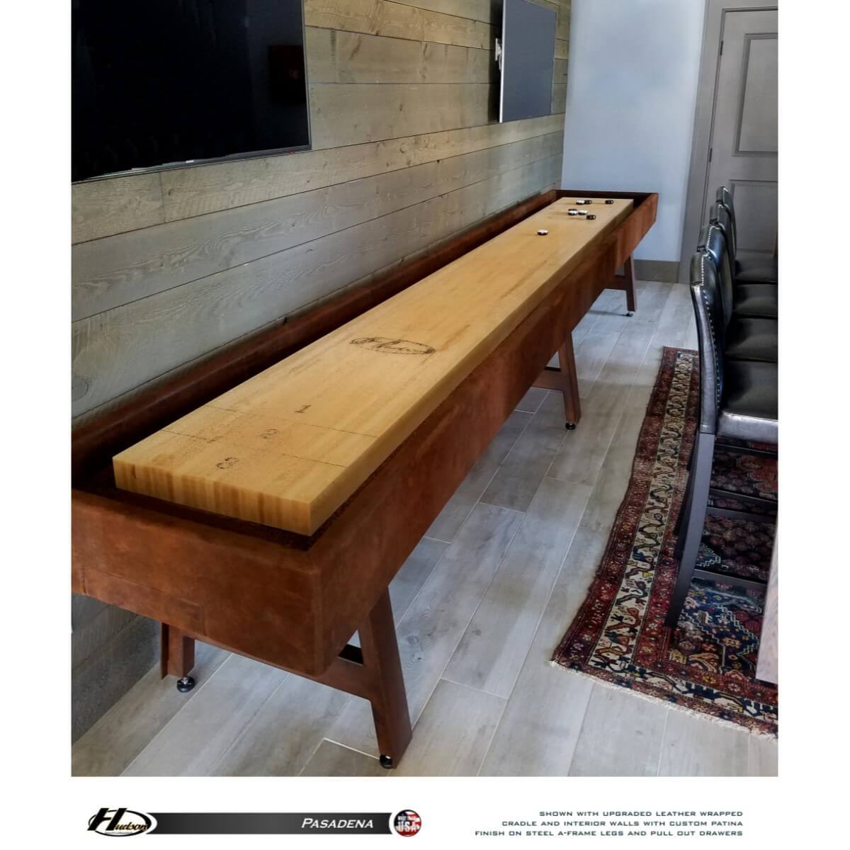 Hudson Pasadena Shuffleboard Table 9'-22' with Custom Finish Options - Gaming Blaze