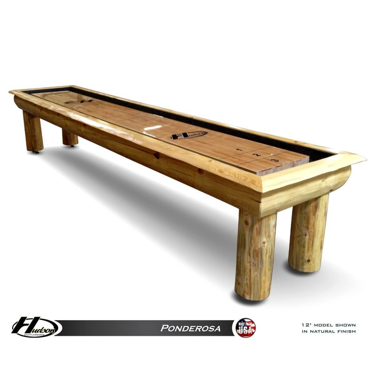 Hudson Ponderosa Shuffleboard Table 9'-22' with Custom Stain Options - Gaming Blaze