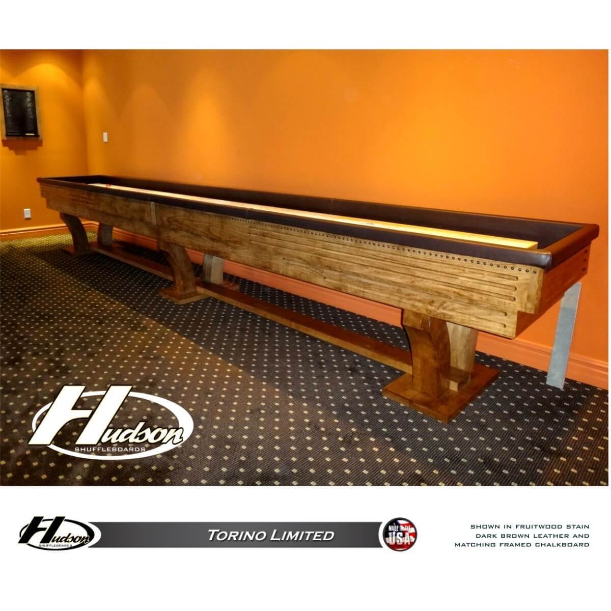 Hudson Torino Limited Edition Shuffleboard Table 9'-22' with Custom Stain Options - Gaming Blaze