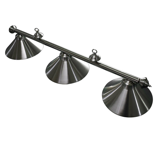 Hathaway 3 Shade Brushed Stainless Steel Billiard Table Light - Gaming Blaze