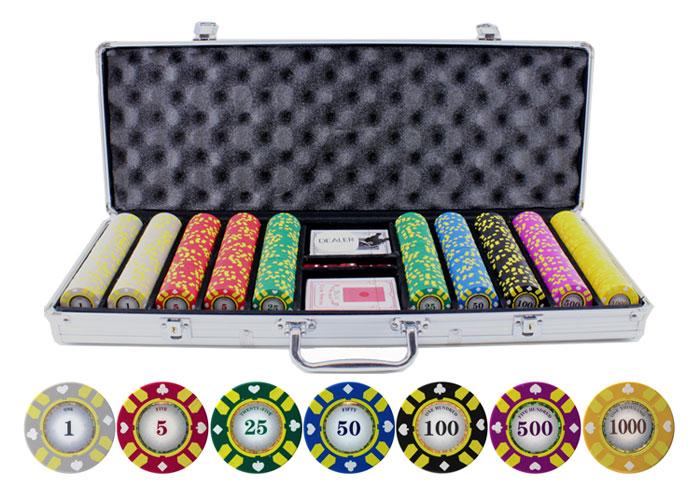 JP Commerce Stripe Suited V2 500 Piece Clay Poker Chip Set 13.5 gram - Gaming Blaze