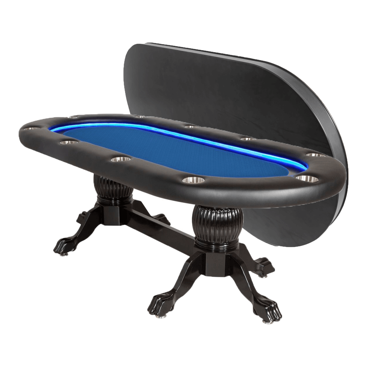 BBO Poker Tables Elite Alpha LED Black Oval Poker Table 10 Person - Gaming Blaze