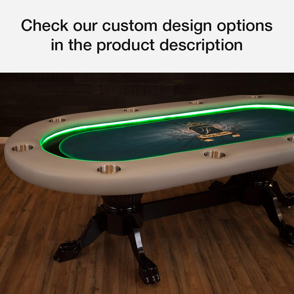 BBO Poker Tables Elite Alpha LED Black Oval Poker Table 10 Person - Gaming Blaze