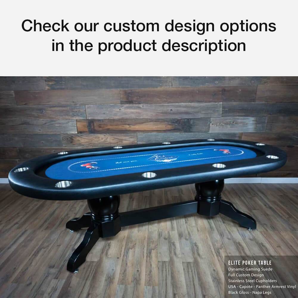 BBO Poker Tables Elite Black Oval Poker Table 10 Person - Gaming Blaze