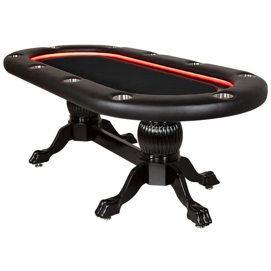 BBO Poker Tables Elite Alpha LED Black Oval Poker Table 10 Person - Gaming Blaze