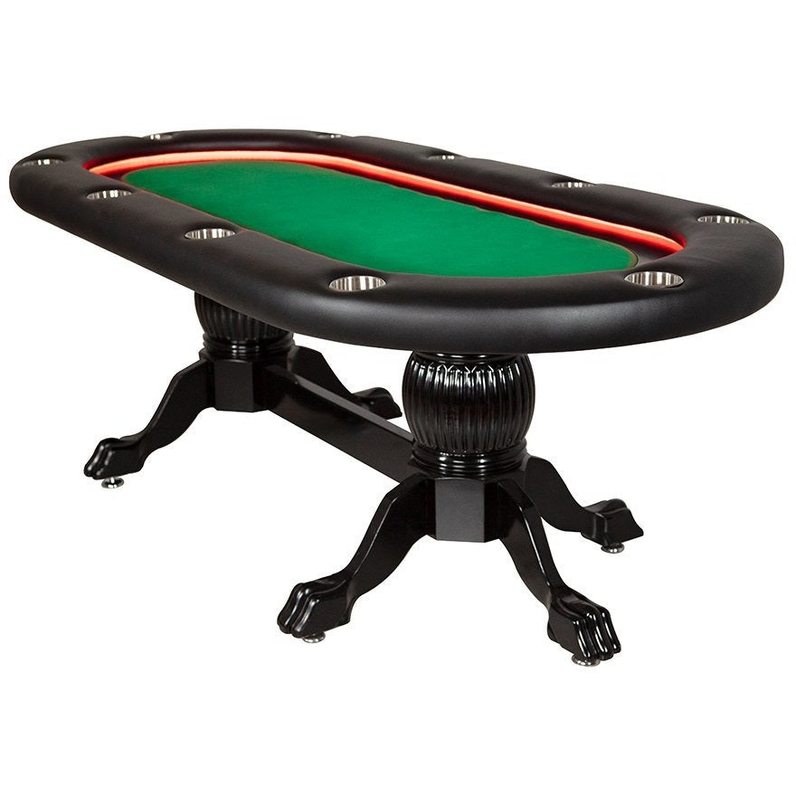 BBO Poker Tables Elite Alpha LED Black Oval Poker Table 10 Person - Gaming Blaze