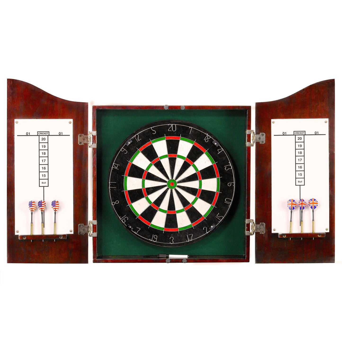 Hathaway Centerpoint Dark Cherry Dartboard Cabinet Set - Gaming Blaze