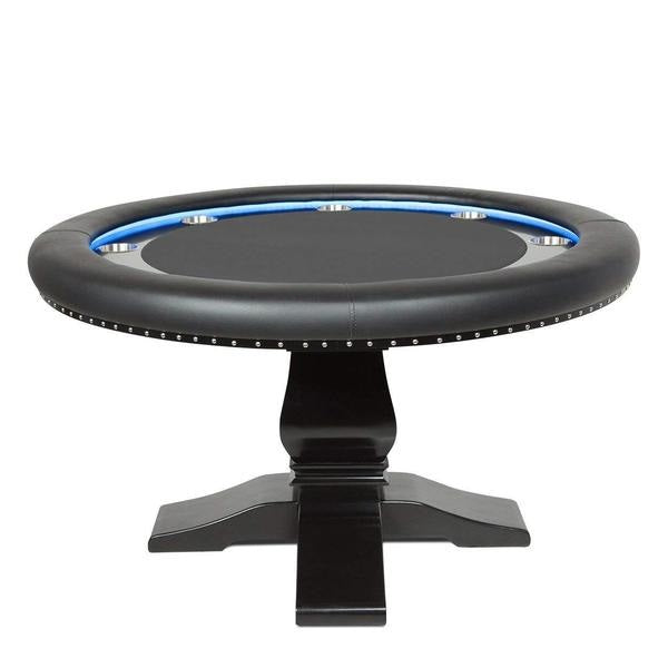 BBO Poker Tables Ginza LED Black Round Poker Table 8 Person - Gaming Blaze