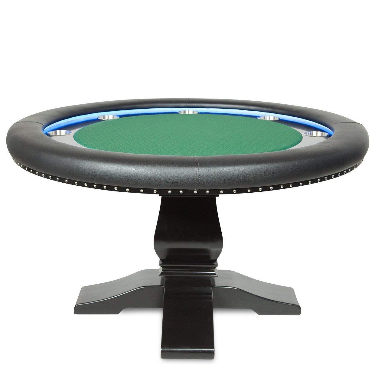 BBO Poker Tables Ginza LED Black Round Poker Table 8 Person - Gaming Blaze