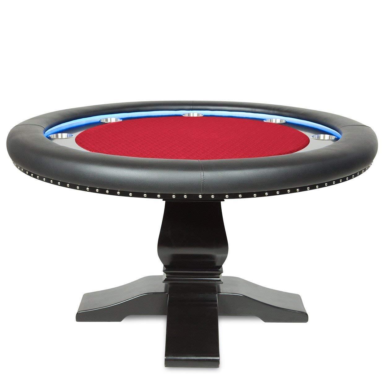 BBO Poker Tables Ginza LED Black Round Poker Table 8 Person - Gaming Blaze