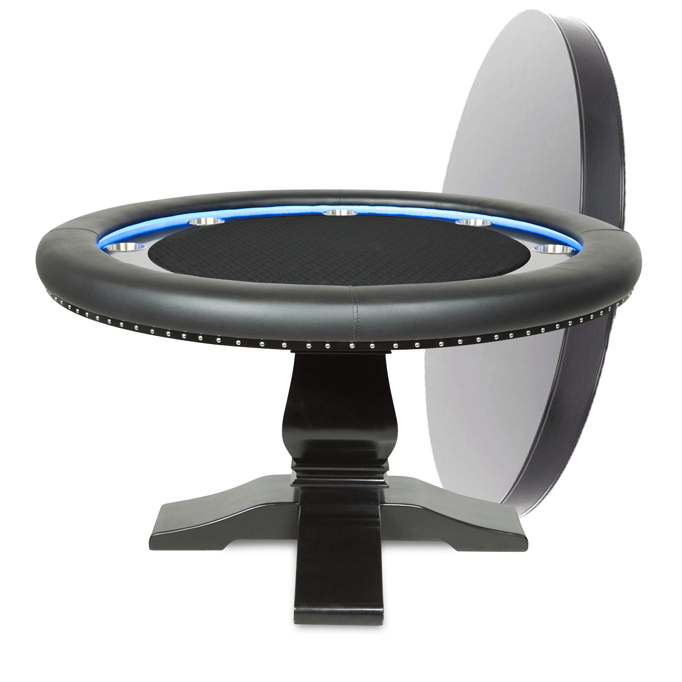 BBO Poker Tables Ginza LED Black Round Poker Table 8 Person - Gaming Blaze