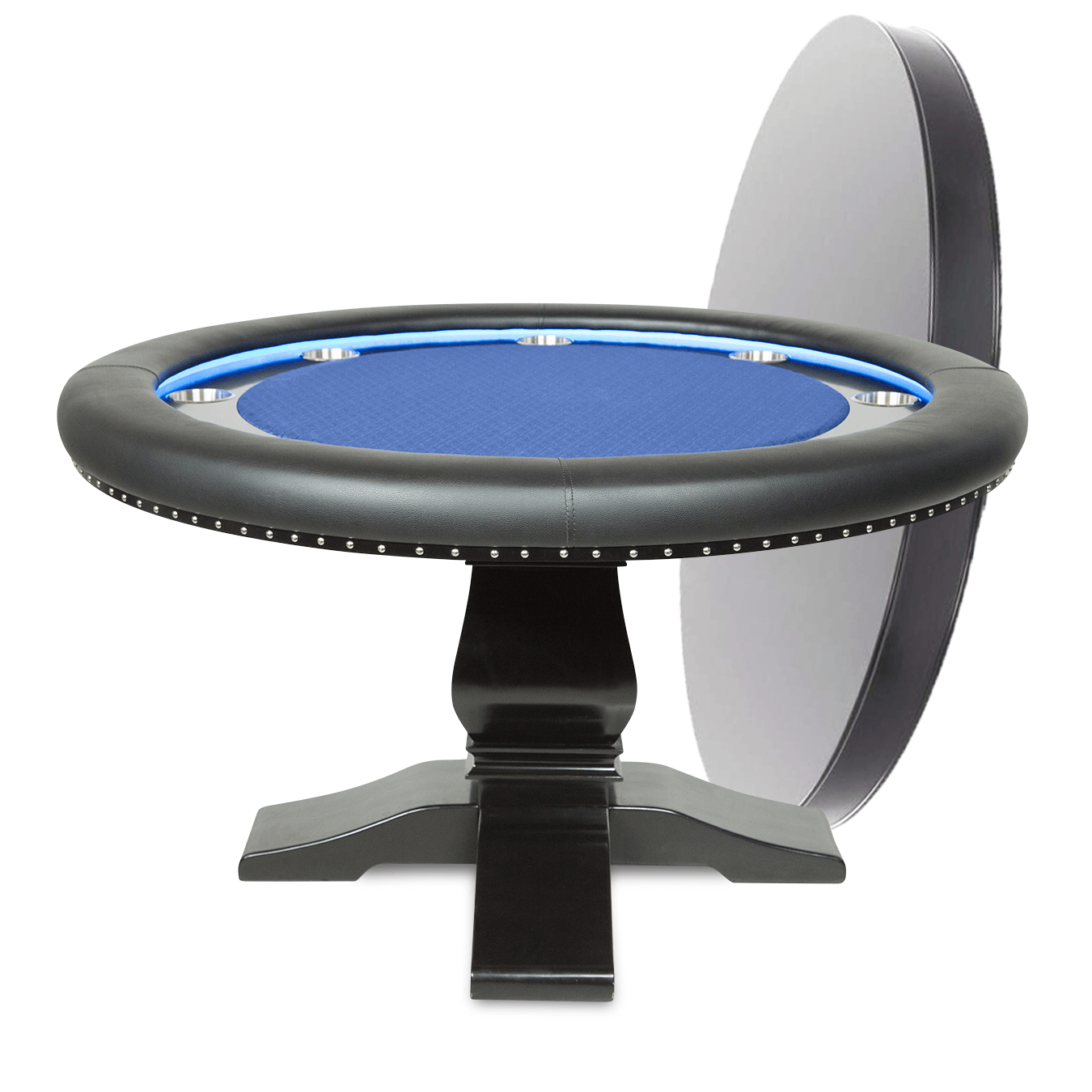 BBO Poker Tables Ginza LED Black Round Poker Table 8 Person - Gaming Blaze