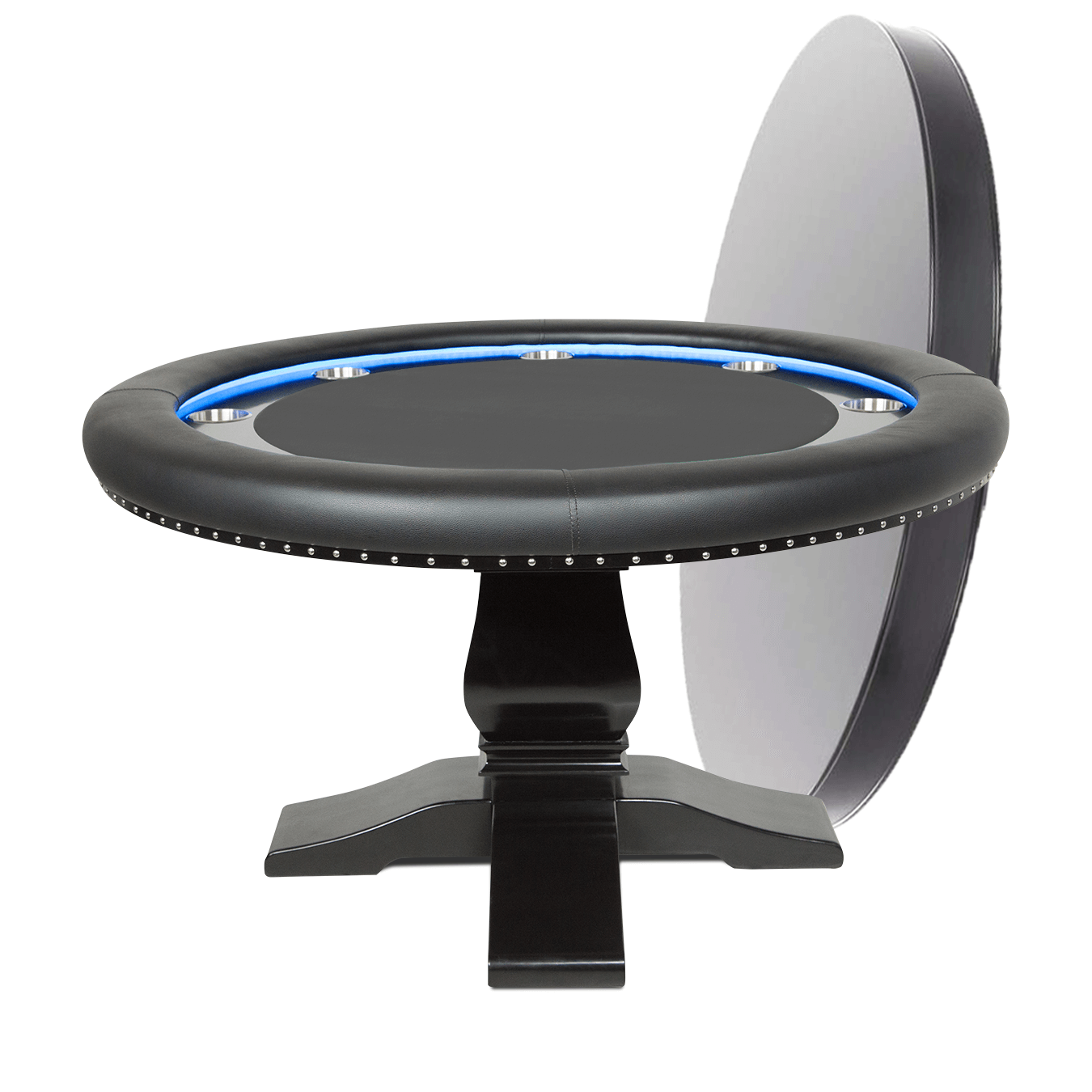 BBO Poker Tables Ginza LED Black Round Poker Table 8 Person - Gaming Blaze