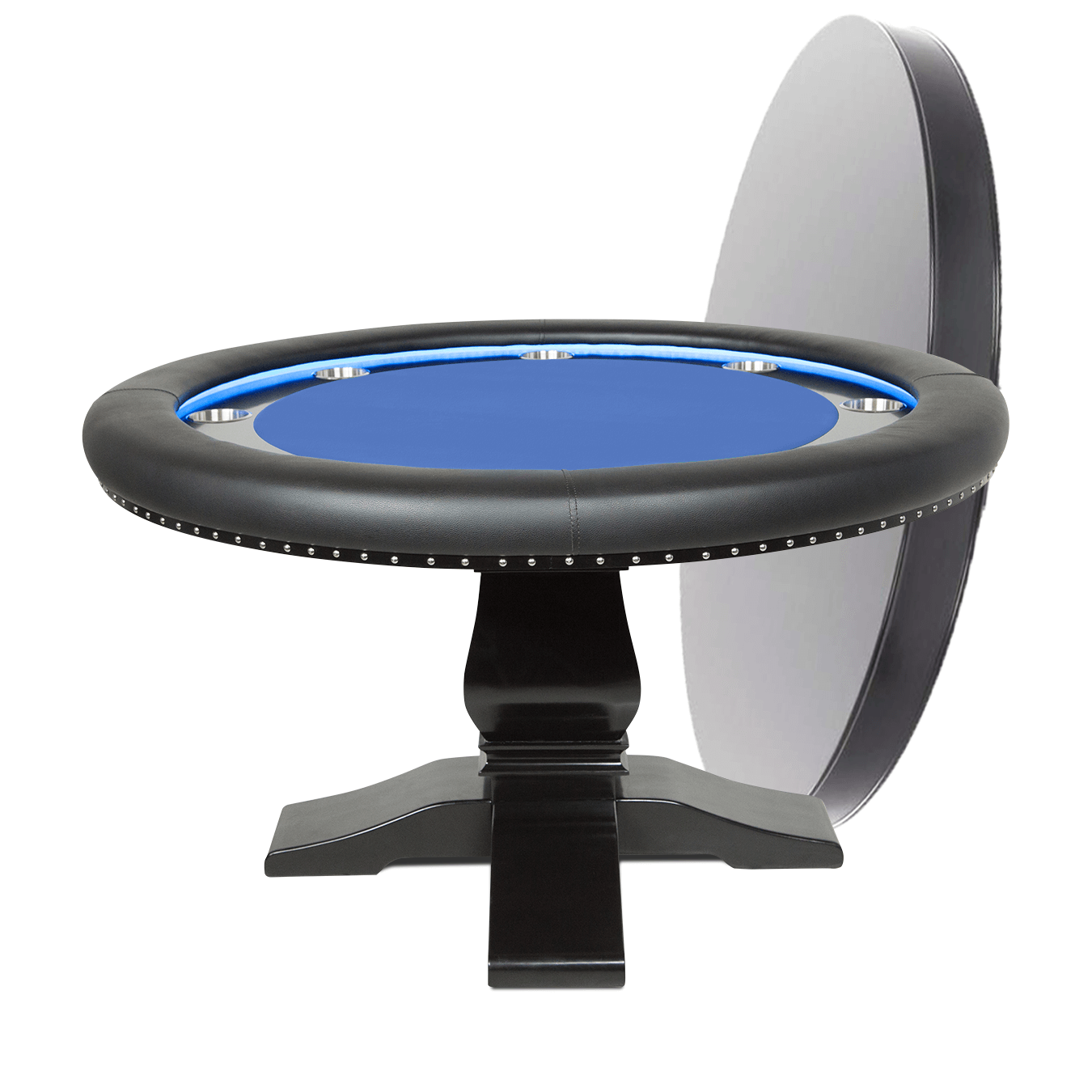 BBO Poker Tables Ginza LED Black Round Poker Table 8 Person - Gaming Blaze