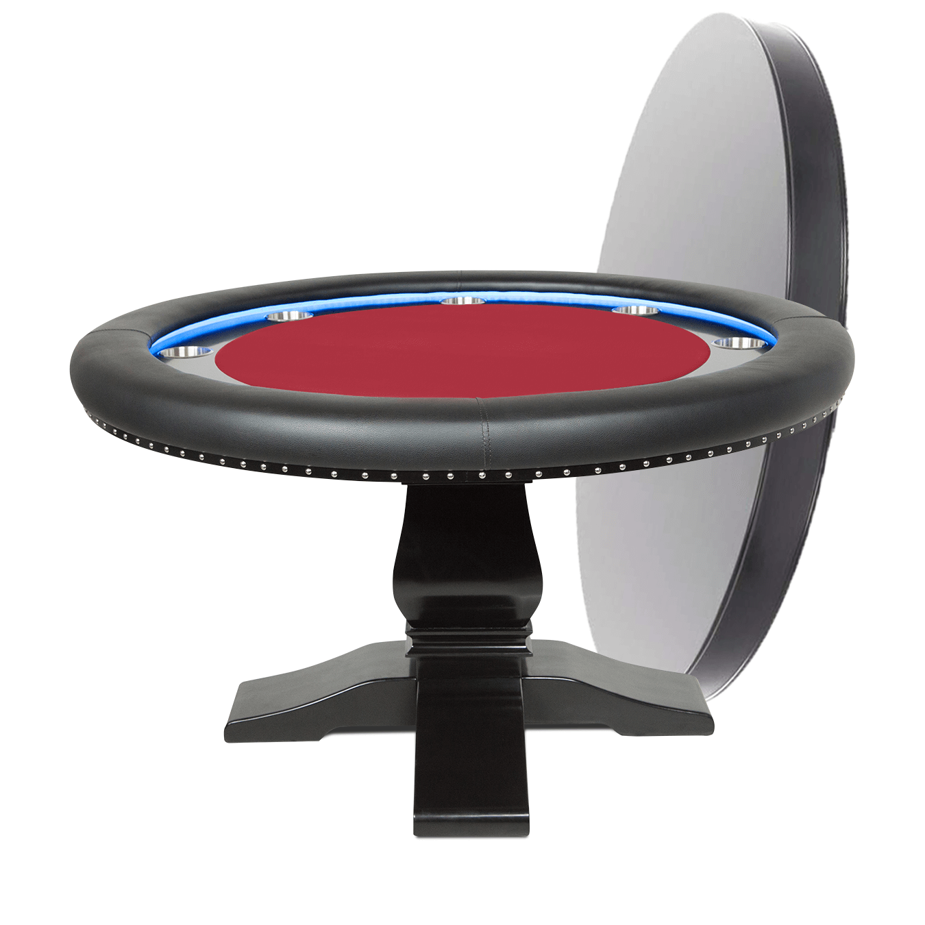 BBO Poker Tables Ginza LED Black Round Poker Table 8 Person - Gaming Blaze