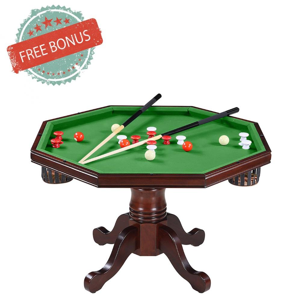 Hathaway Kingston Walnut Octagon 3 in 1 Poker Table 8 Person - Gaming Blaze