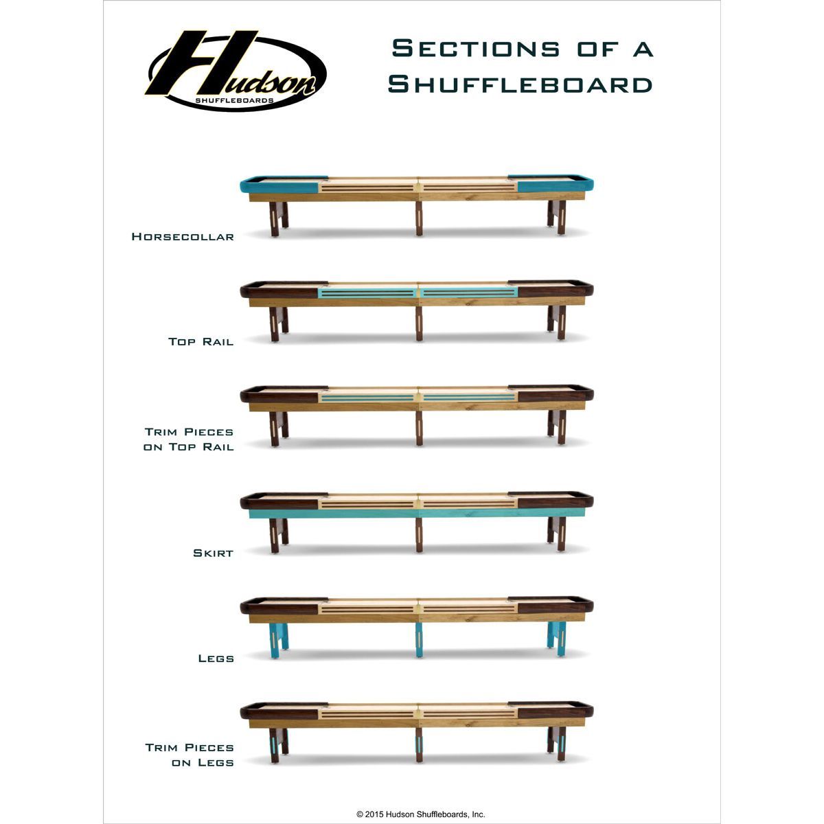 Hudson Intimidator Shuffleboard Table 9'-22' with Custom Stain Options - Gaming Blaze