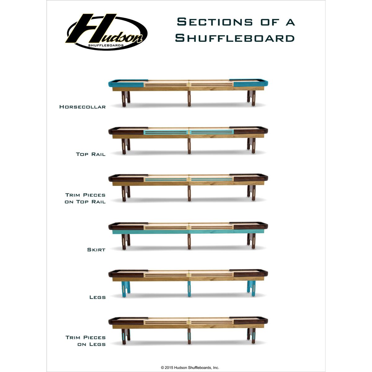 Hudson Dominator Shuffleboard Table 9'-22' with Custom Wood and Stain Options - Gaming Blaze