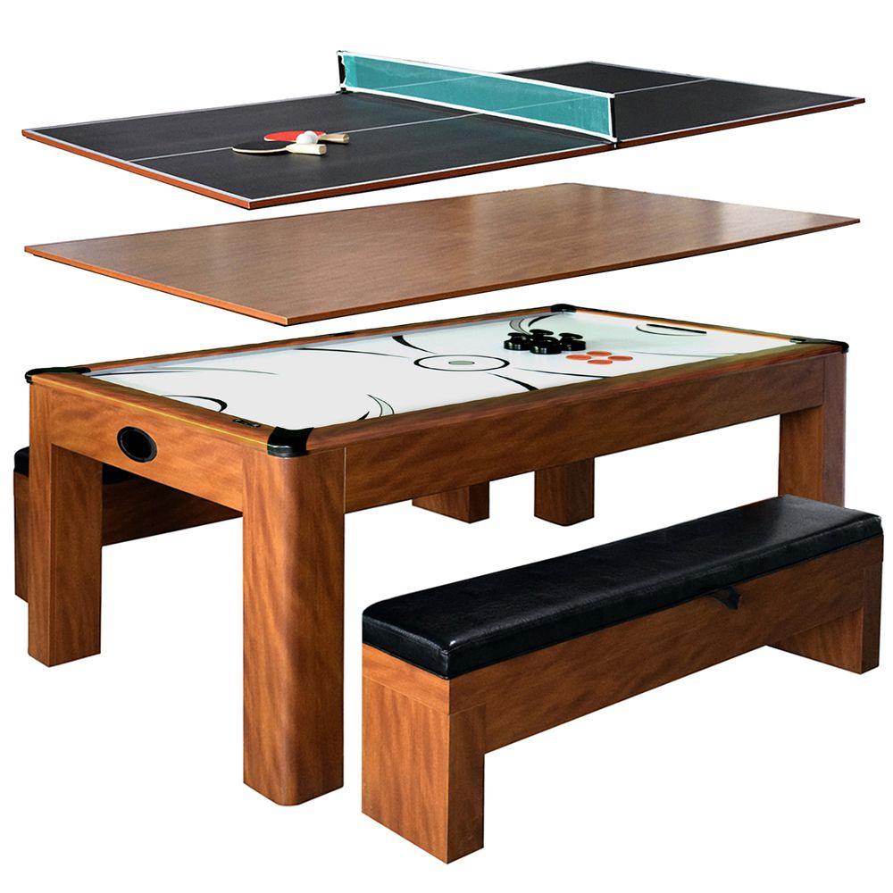 Hathaway Sherwood 7ft Multi Game Table with Dining Top & Benches - Gaming Blaze