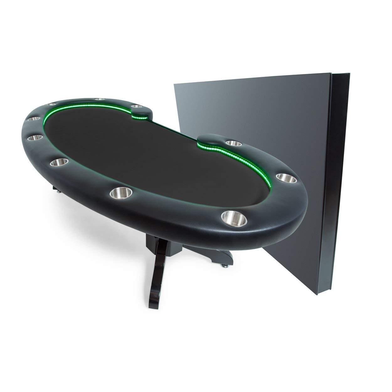 BBO Poker Tables Lumen HD LED Black Poker Table 10 Person and Dealer - Gaming Blaze