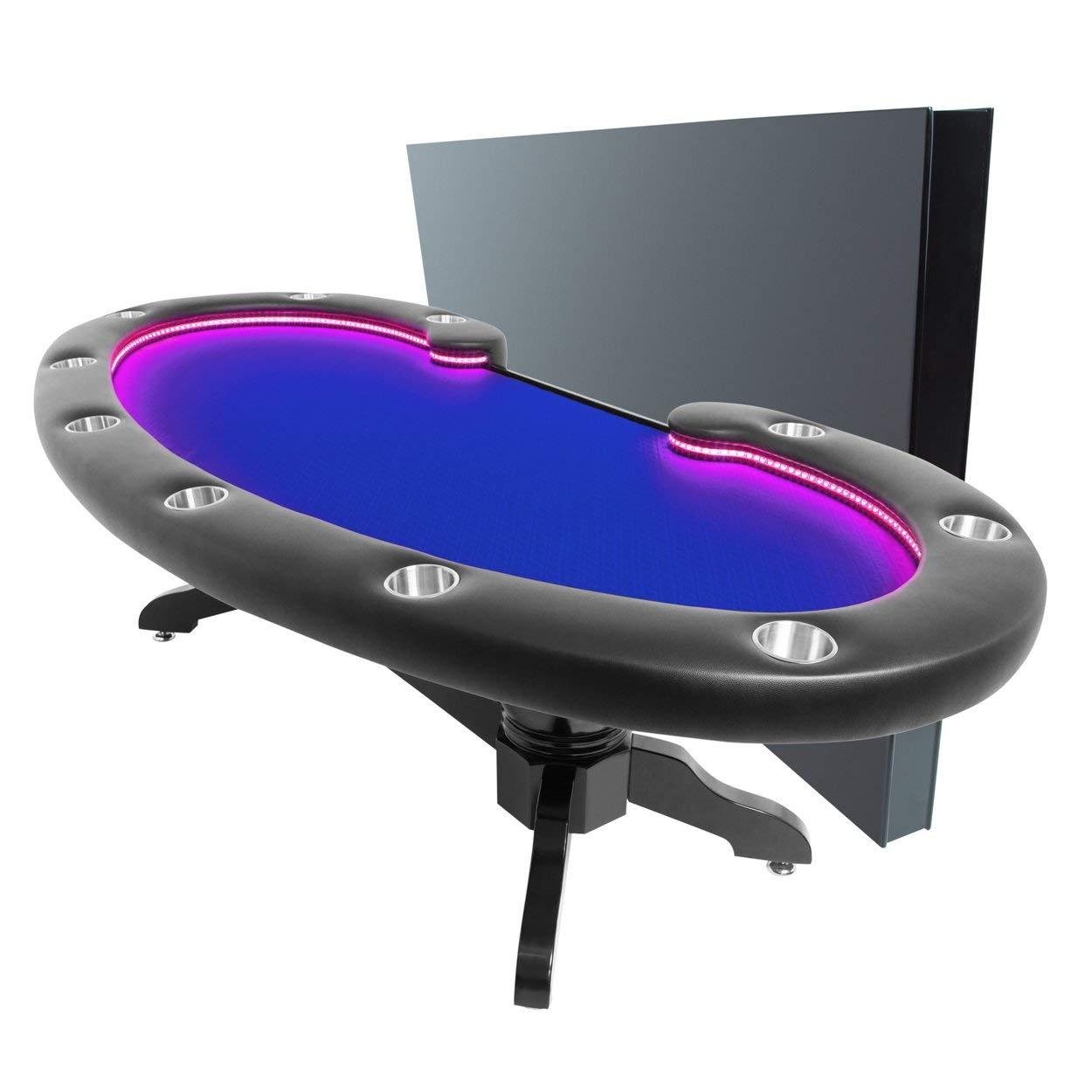 BBO Poker Tables Lumen HD LED Black Poker Table 10 Person and Dealer - Gaming Blaze