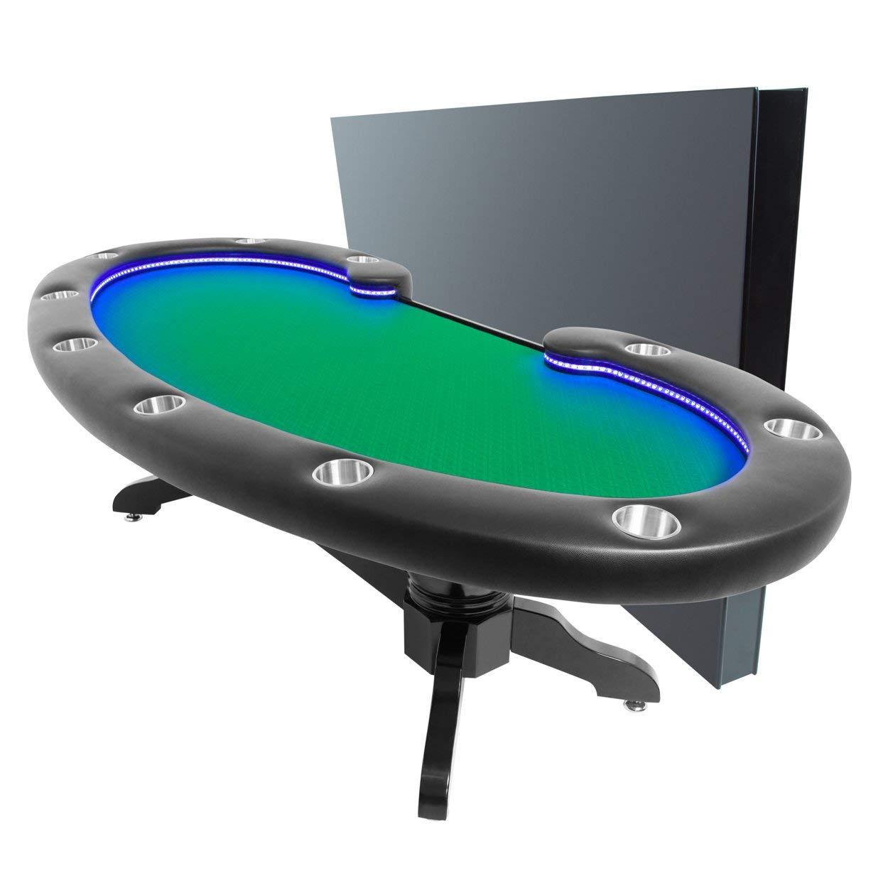 BBO Poker Tables Lumen HD LED Black Poker Table 10 Person and Dealer - Gaming Blaze