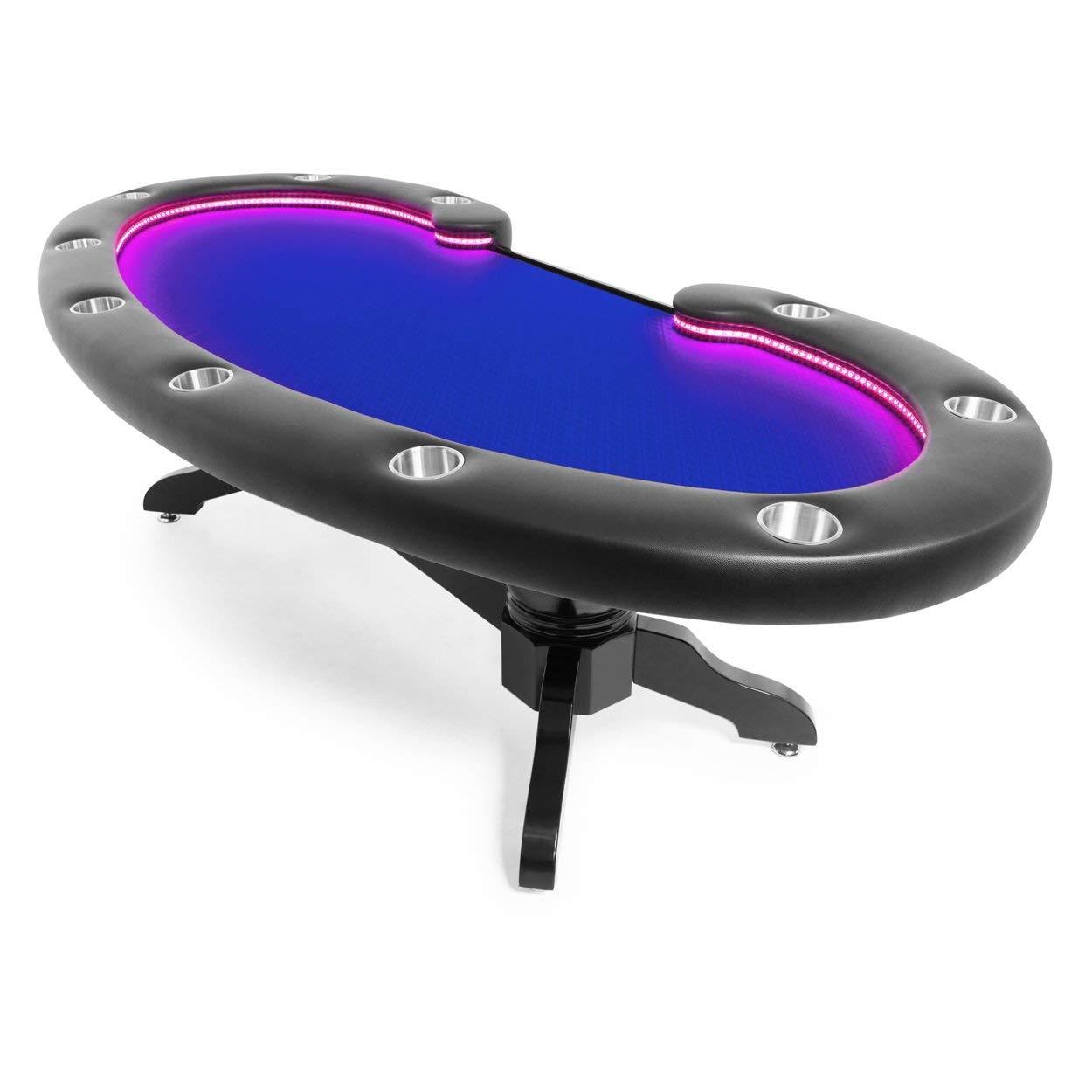 BBO Poker Tables Lumen HD LED Black Poker Table 10 Person and Dealer - Gaming Blaze