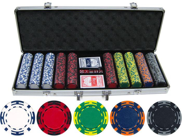 JP Commerce Z Striped 500 Piece Clay Poker Chip Set 13.5 gram - Gaming Blaze