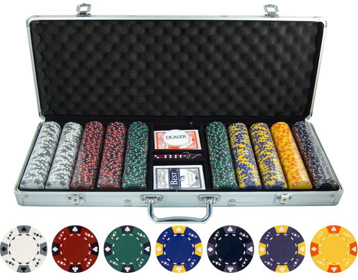 JP Commerce Ace King Tricolor 500 Piece Clay Poker Chip Set 13.5 gram - Gaming Blaze