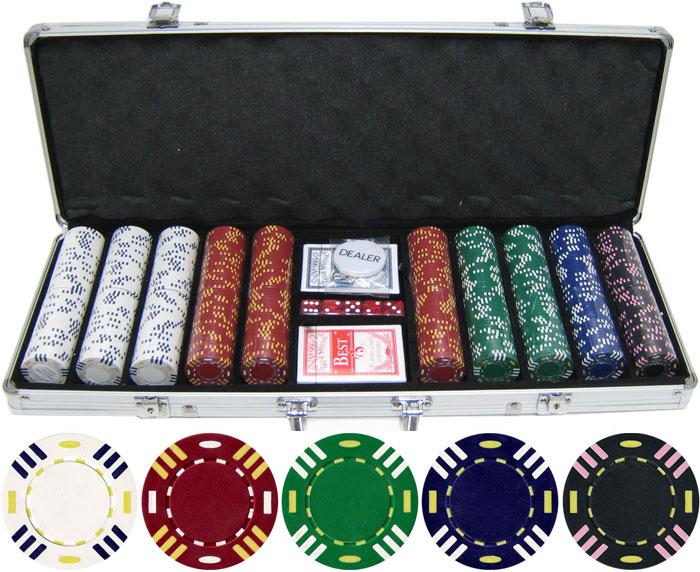 JP Commerce Triple Striped 500 Piece Clay Poker Chip Set 13.5 gram - Gaming Blaze