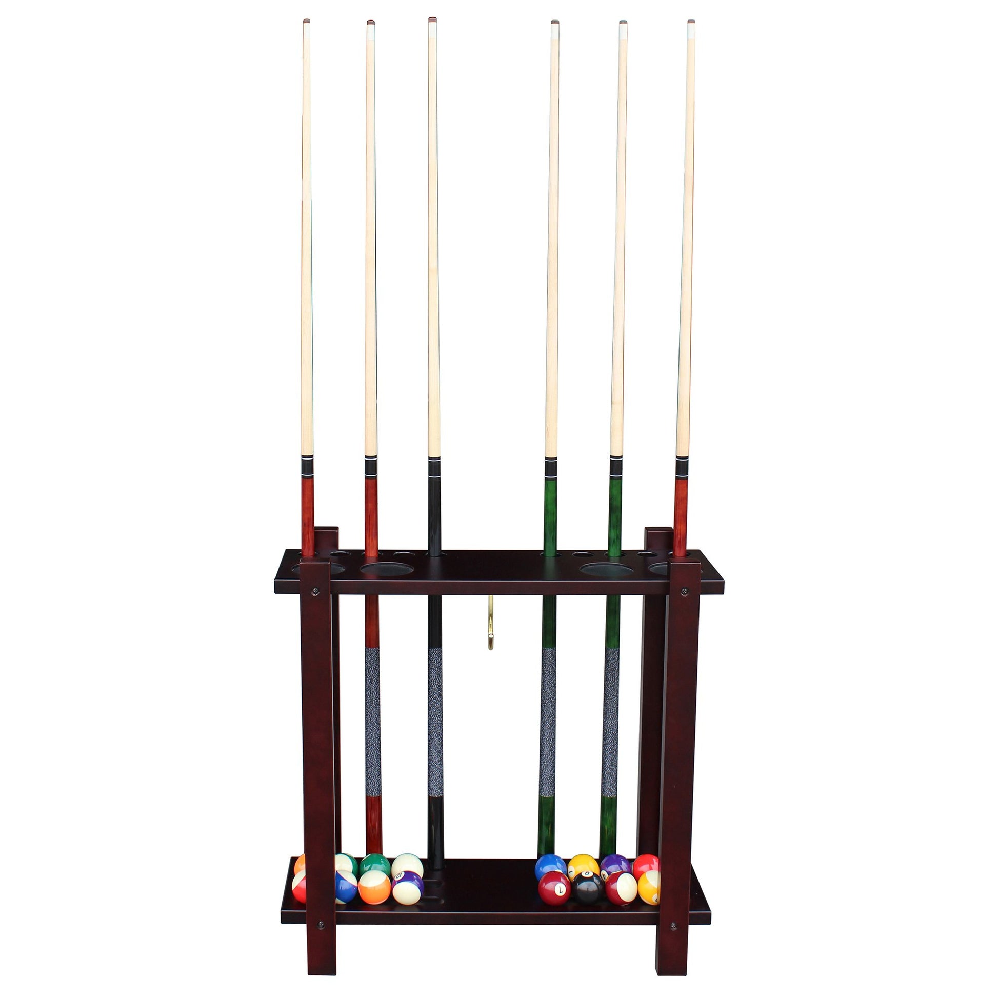 Hathaway Rich Mahogany Classic Pool Cue Rack  - Gaming Blaze