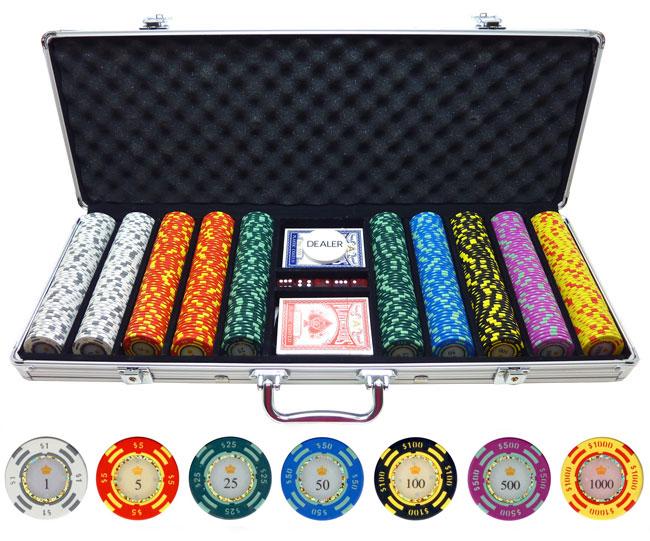 JP Commerce Crown Casino 500 Piece Clay Poker Chip Set 13.5 gram - Gaming Blaze