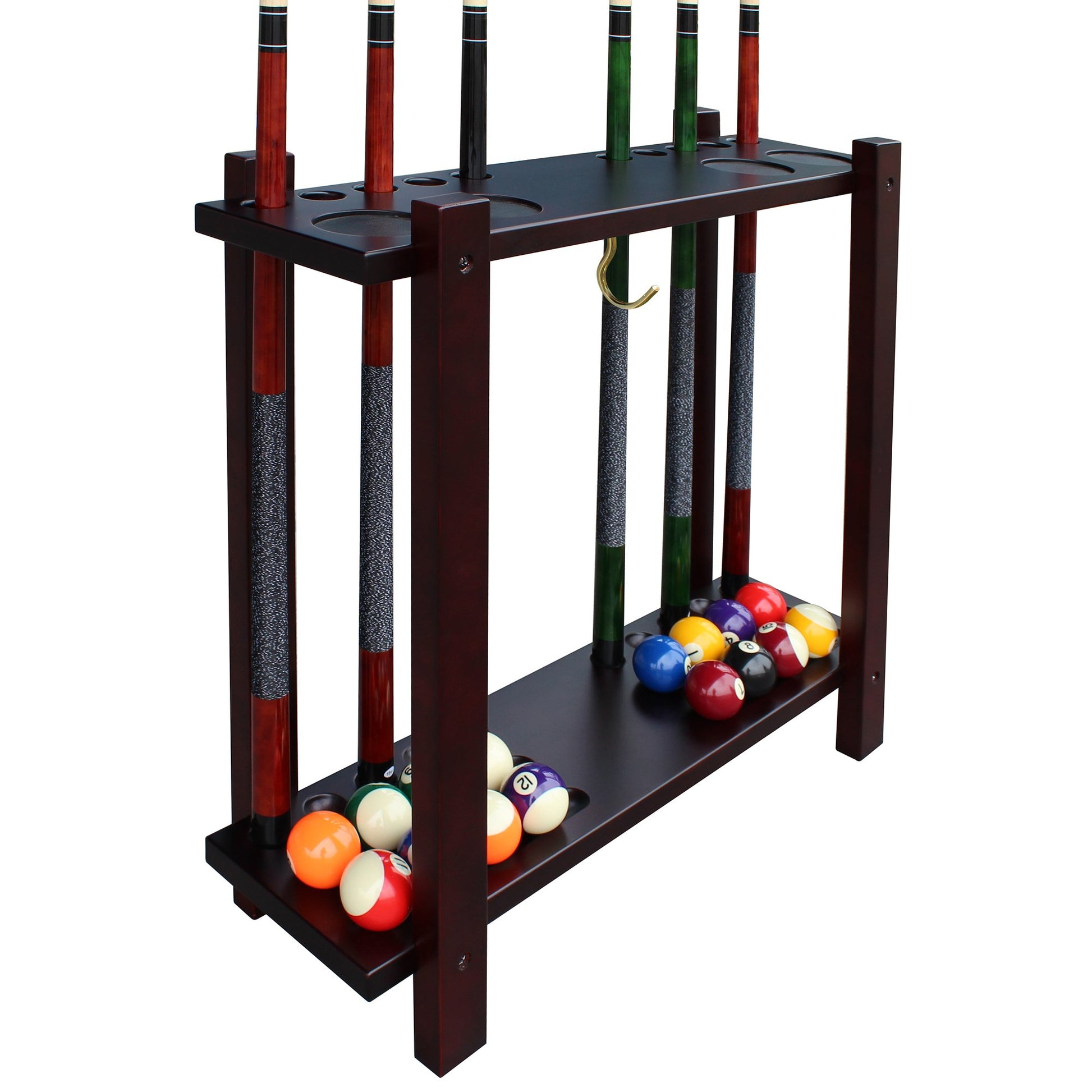 Hathaway Rich Mahogany Classic Pool Cue Rack  - Gaming Blaze
