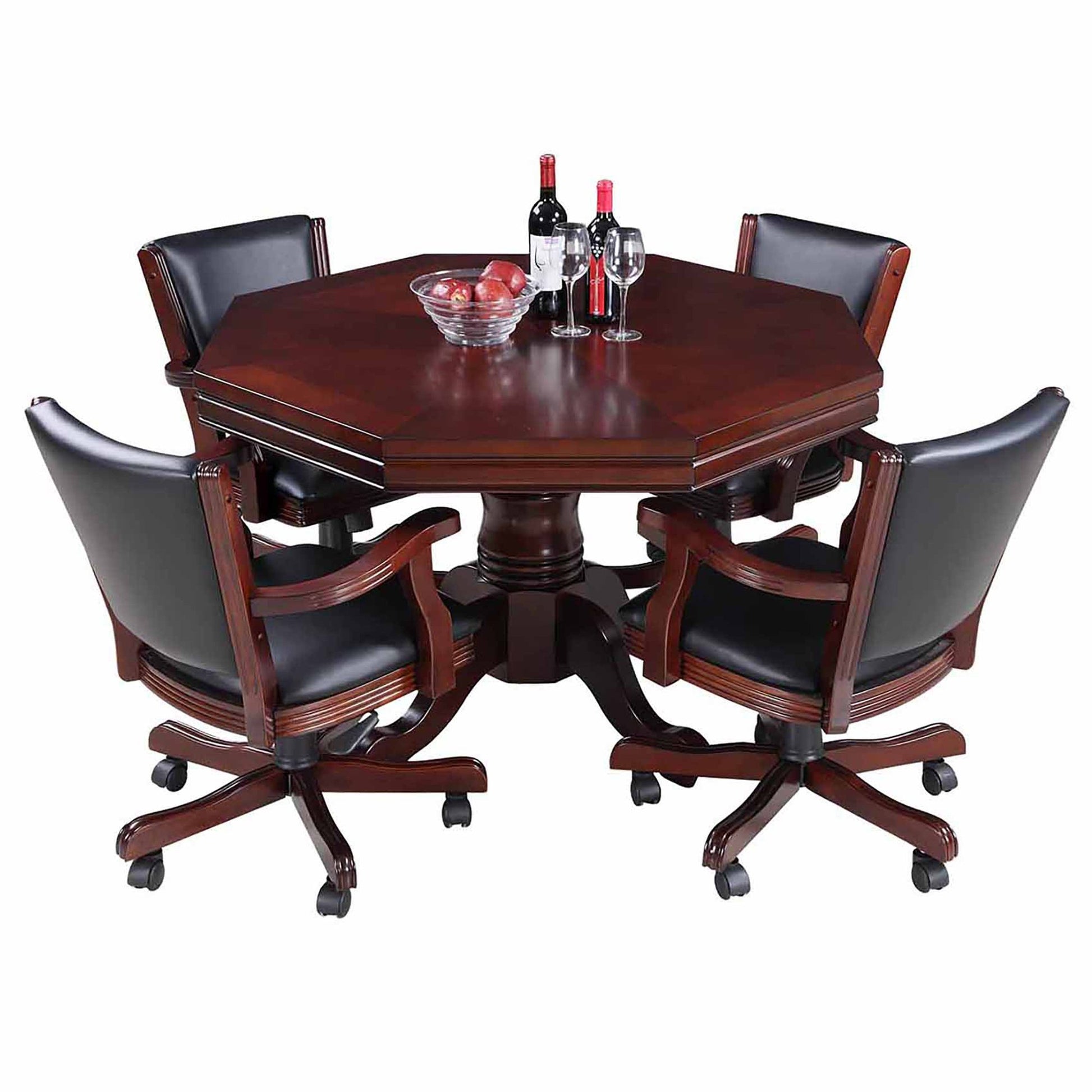 Hathaway Kingston Walnut 3 in 1 Poker Table Set with 4 Arm Chairs - Gaming Blaze