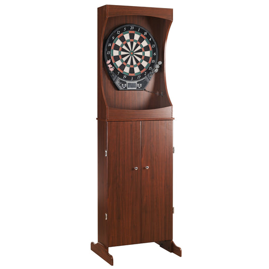 Hathaway Outlaw Free Standing Cherry Finish Dartboard Cabinet Set - Gaming Blaze