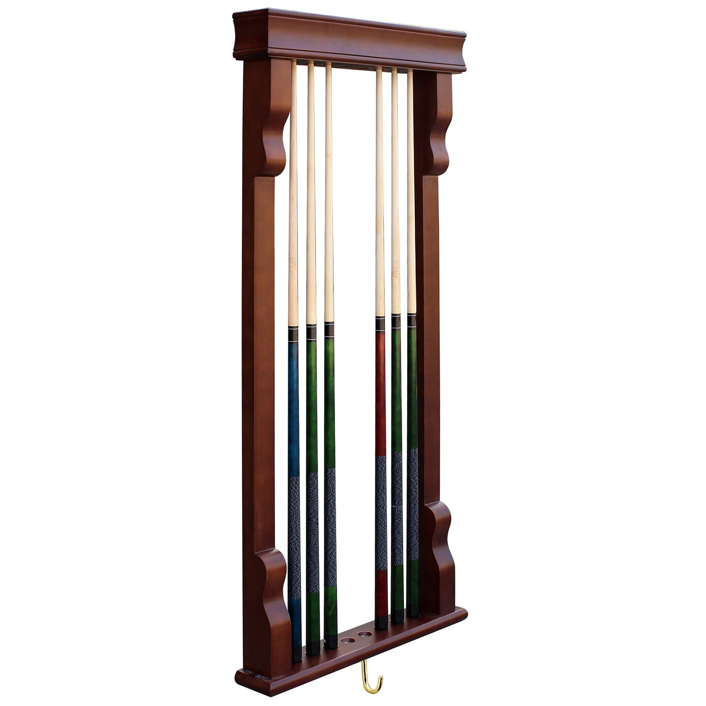 Hathaway Rich Mahogany Vintage Pool Cue Rack  - Gaming Blaze