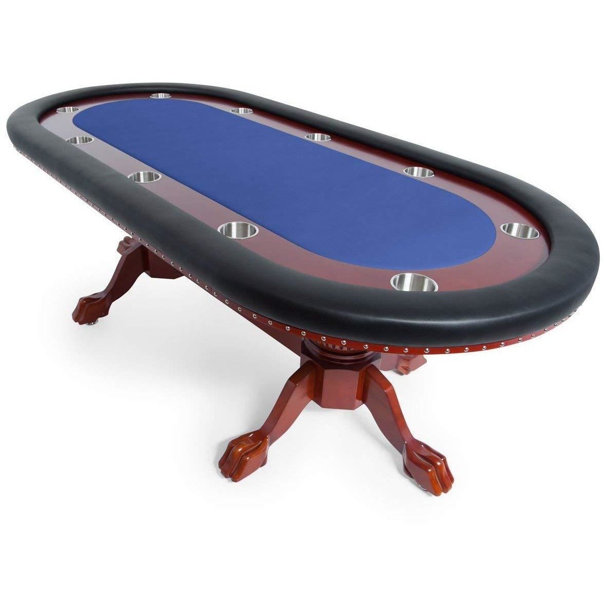 BBO Poker Tables Rockwell Mahogany Oval Poker Table 10 Person - Gaming Blaze