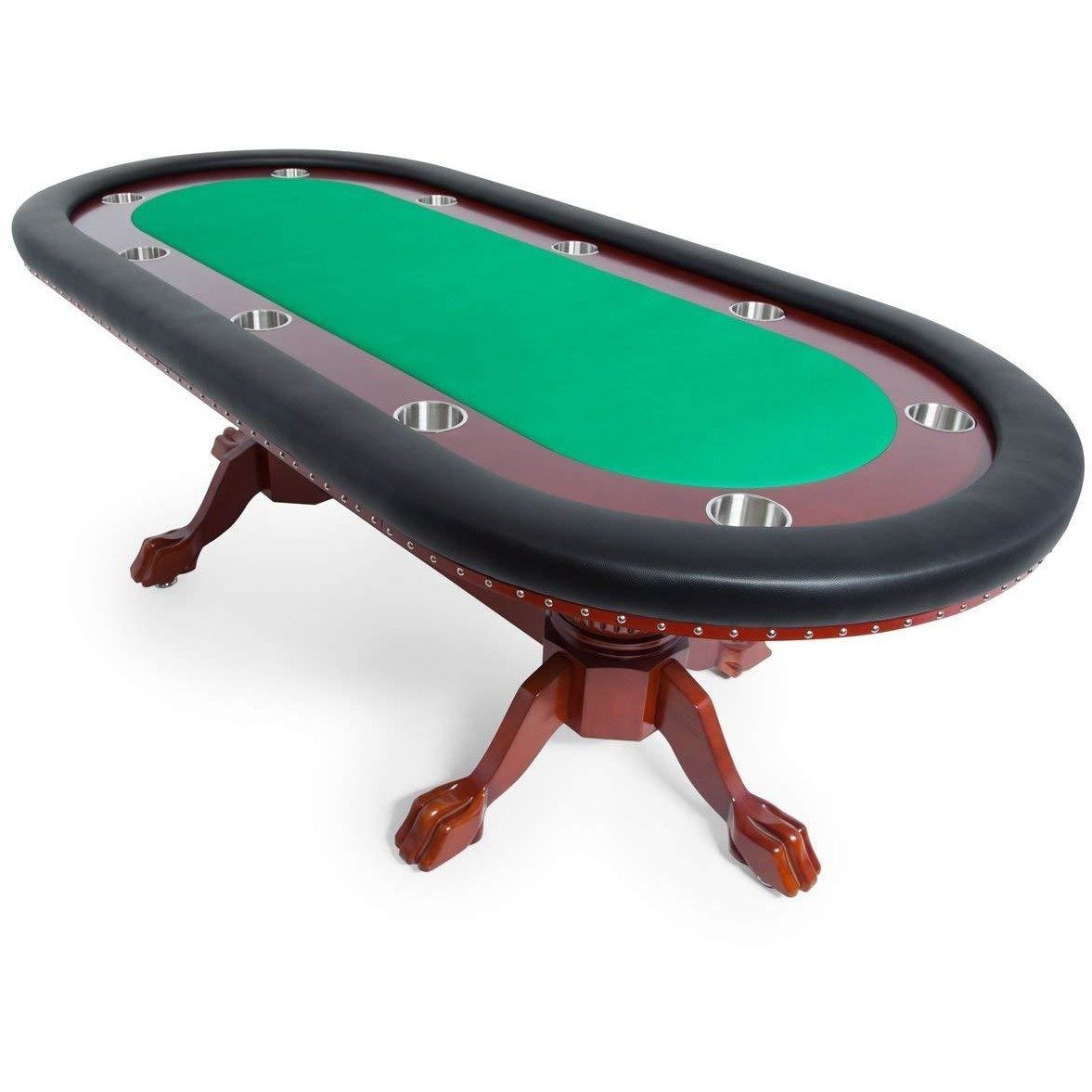 BBO Poker Tables Rockwell Mahogany Oval Poker Table 10 Person - Gaming Blaze