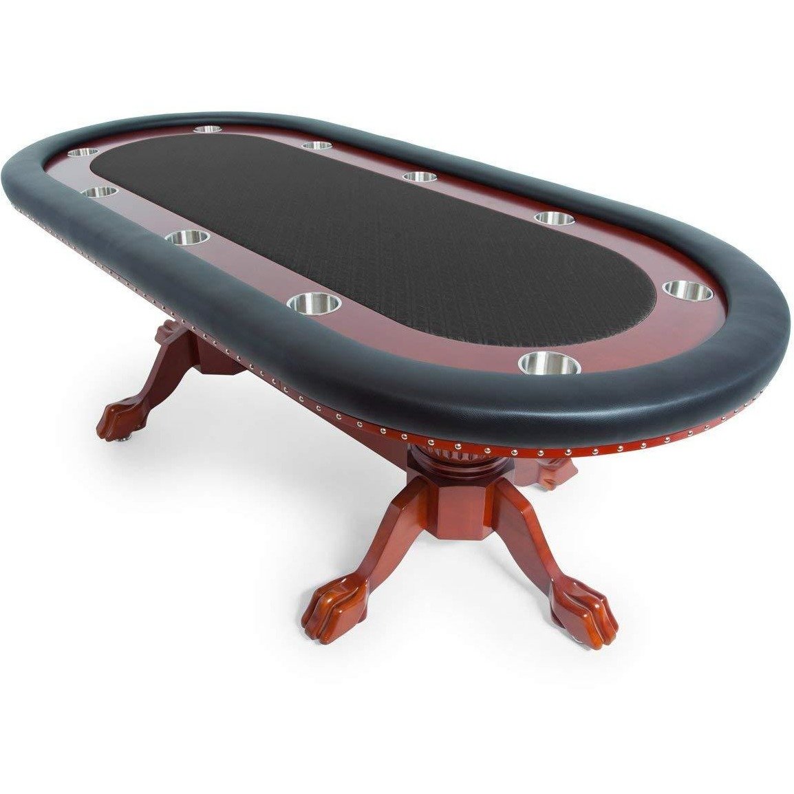 BBO Poker Tables Rockwell Mahogany Oval Poker Table 10 Person - Gaming Blaze