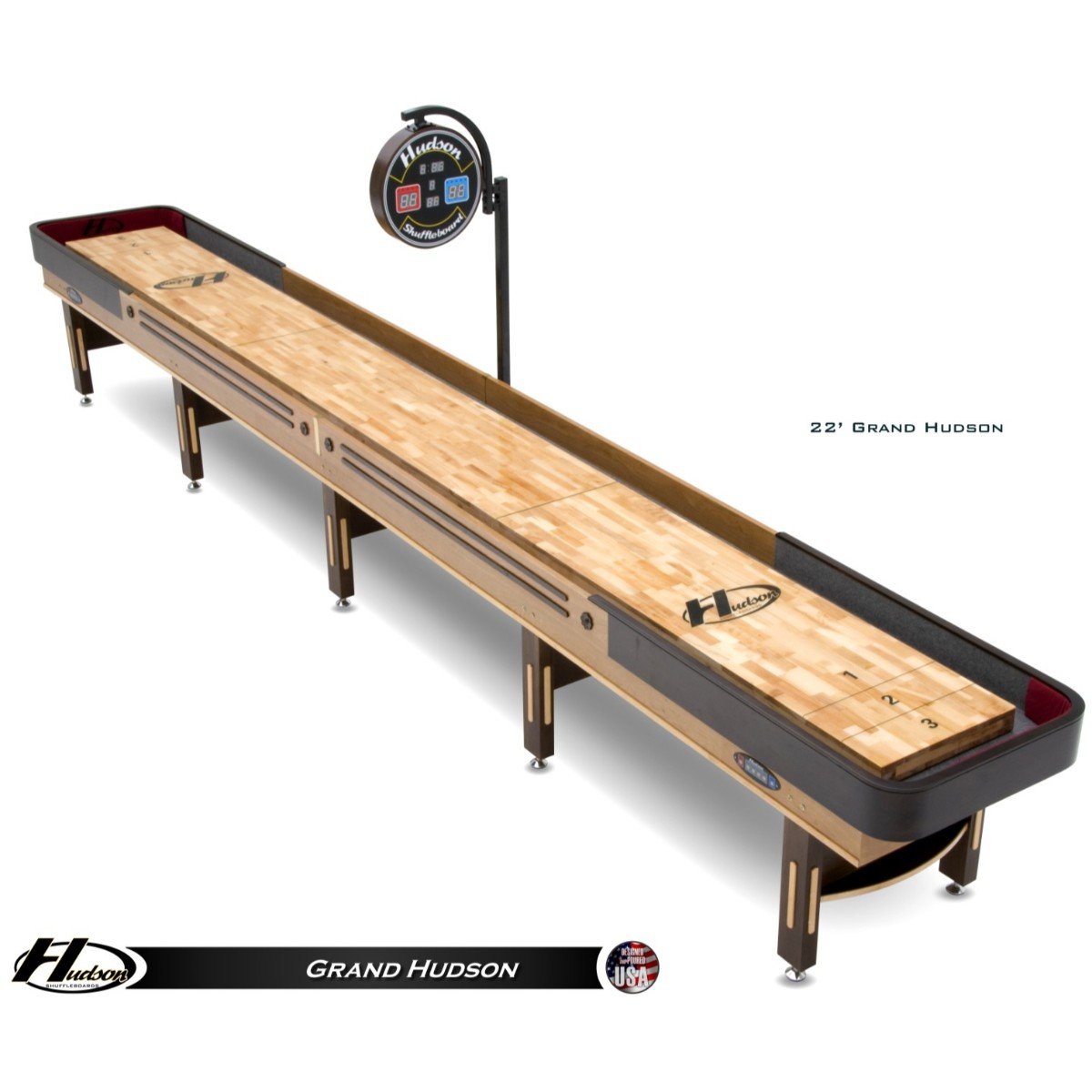Grand Hudson Shuffleboard Table 9'-22' with Custom Stain Options - Gaming Blaze