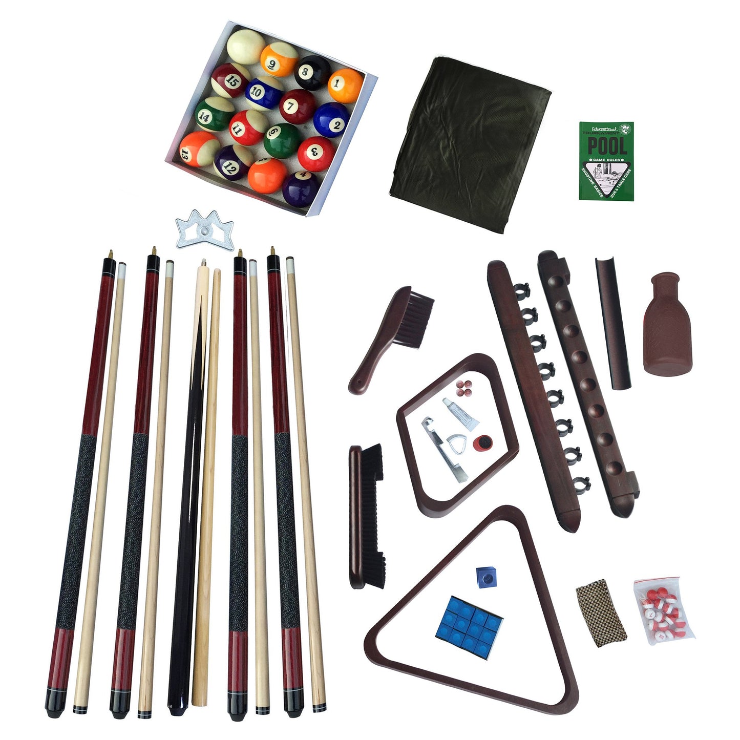 Hathaway Deluxe Billiards Accessory Kit Mahogany Finish - Gaming Blaze