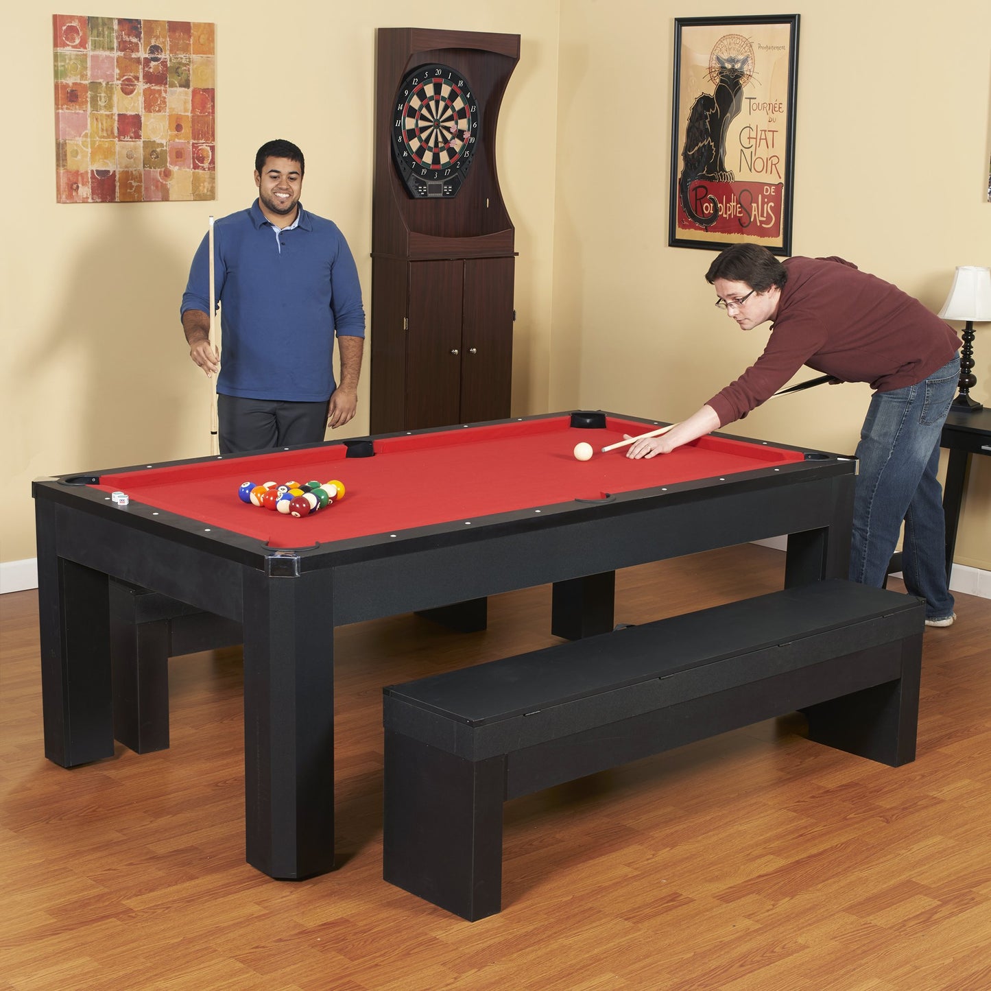 Hathaway Park Avenue 7ft Multi Game Table with Dining Top & Benches  - Gaming Blaze