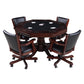 Hathaway Kingston Walnut 3 in 1 Poker Table Set with 4 Arm Chairs - Gaming Blaze