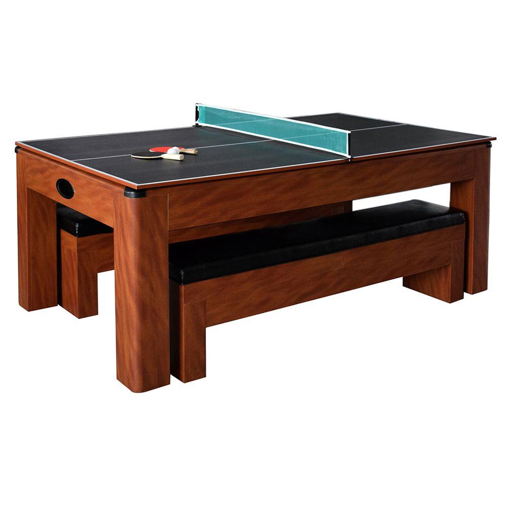 Hathaway Sherwood 7ft Multi Game Table with Dining Top & Benches - Gaming Blaze